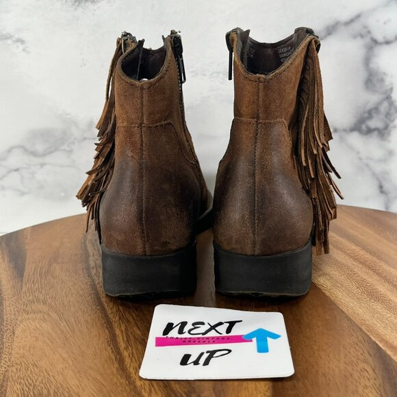 Børn Concept Kenia Bootie Boots Womens Size 8 Rust Tobacco Distressed Tassel - Picture 4 of 9